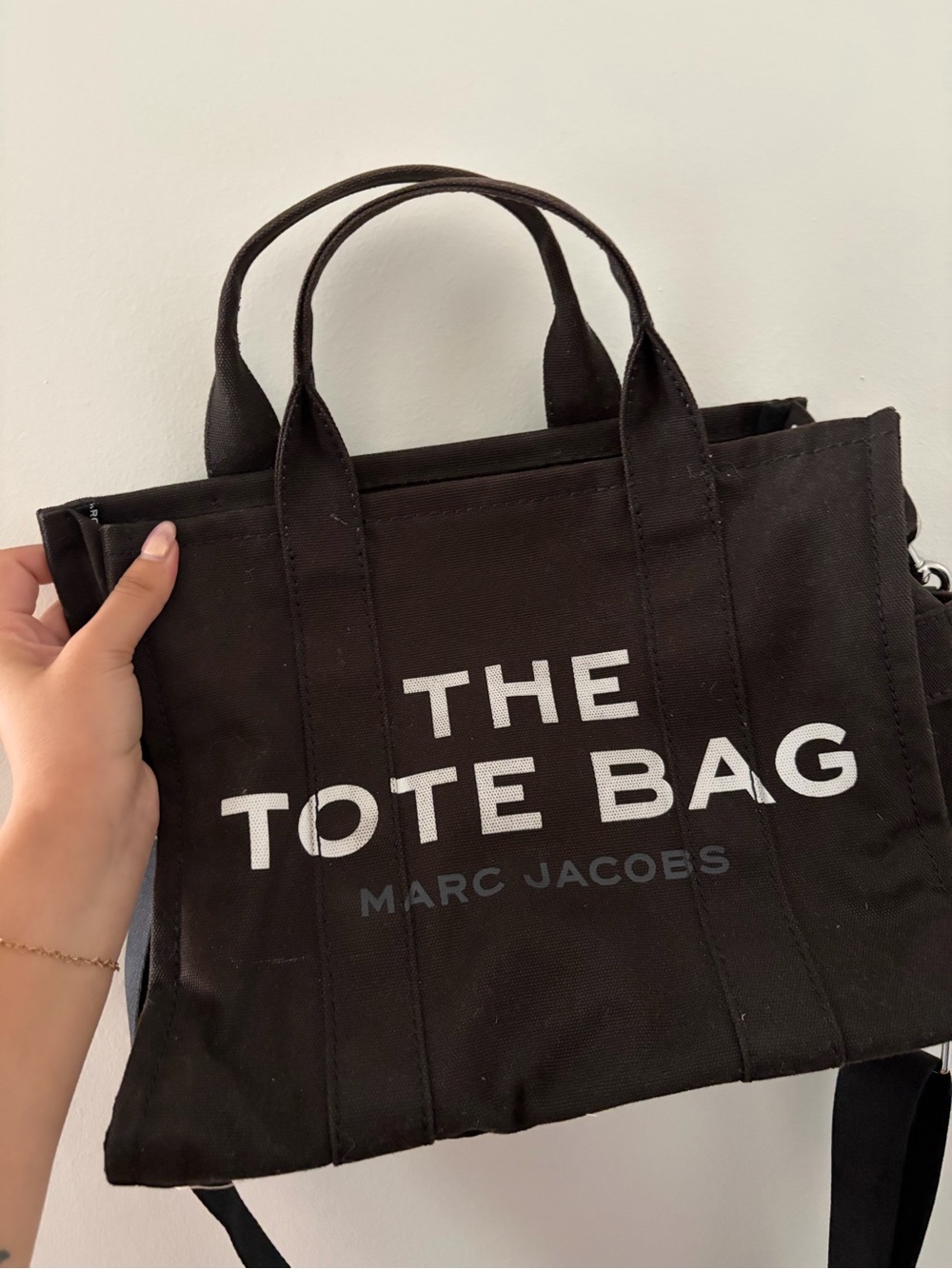 Marc Jacobs Black Canvas Tote Bag with White Logo